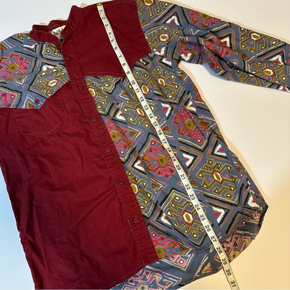 Vintage 90s Saddlebrook western Aztec print & Band Collar - Picture 4 of 7